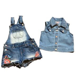 ⭐️Bundle⭐️ BCBG Jean Vest, Size 5 And Jordache Jean Overalls, Size 7-8